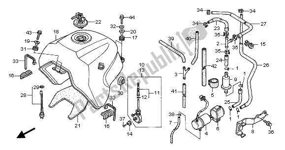 Toutes les pièces pour le Réservoir D'essence du Honda XL 1000V 2001