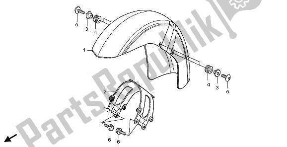 All parts for the Front Fender of the Honda VT 750C 2008
