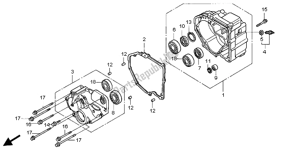 All parts for the Rear Case of the Honda ST 1100 1997