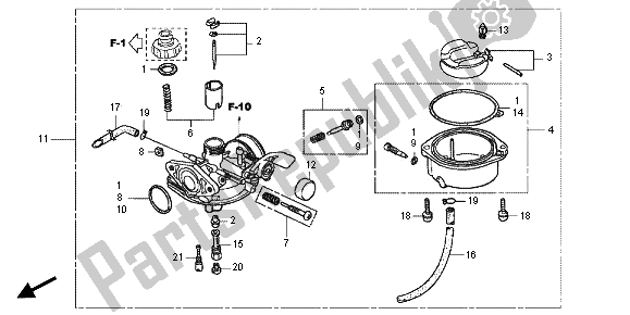 All parts for the Carburetor of the Honda CRF 70F 2012