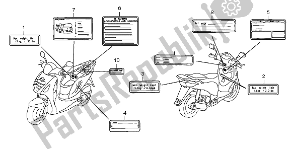 Todas las partes para Etiqueta De Precaución de Honda PES 125 2007