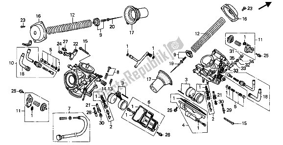 Todas las partes para Carburador (componentes) de Honda PC 800 1989