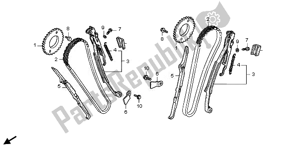 All parts for the Cam Chain of the Honda VT 750 CA 2008