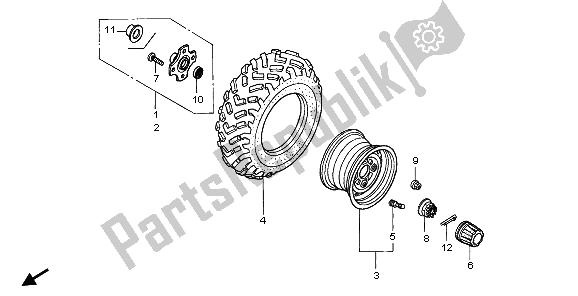 Todas las partes para Rueda Trasera de Honda TRX 350 FE Fourtrax Rancher 4X4 ES 2003