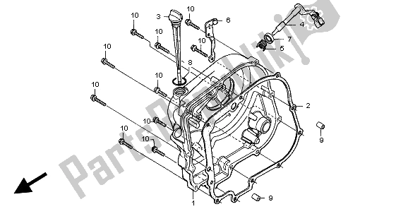 All parts for the Right Crankcase Cover of the Honda CA 125 1999