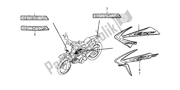 All parts for the Mark & Stripe of the Honda CRF 50F 2013