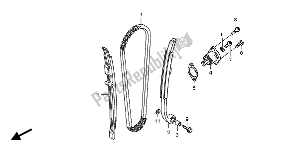 All parts for the Cam Chain & Tensioner of the Honda CRF 250R 2008