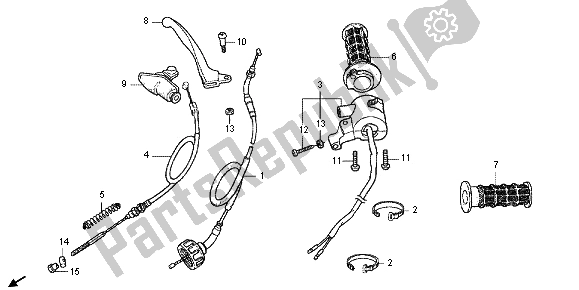 Tutte le parti per il Maniglia Leva E Interruttore E Cavo del Honda CRF 50F 2013