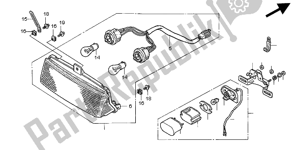 Todas as partes de Luz Traseira do Honda VFR 750F 1997