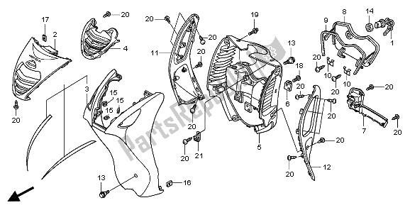 All parts for the Front Cover of the Honda PES 150 2006