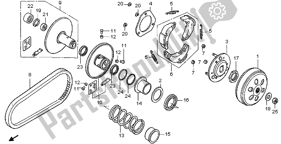 All parts for the Driven Face of the Honda SH 150S 2007