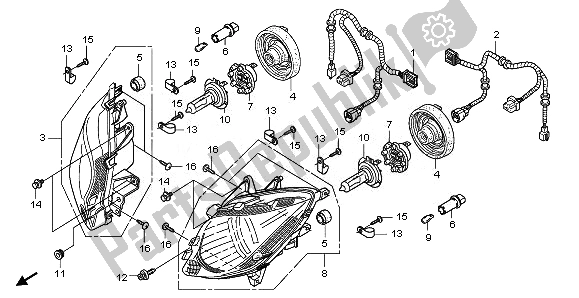 All parts for the Headlight of the Honda NSS 250S 2010