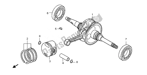 Tutte le parti per il Albero Motore E Pistone del Honda PES 150 2010