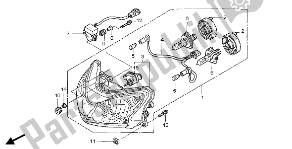 All parts for the Headlight (uk) of the Honda ST 1300 2007