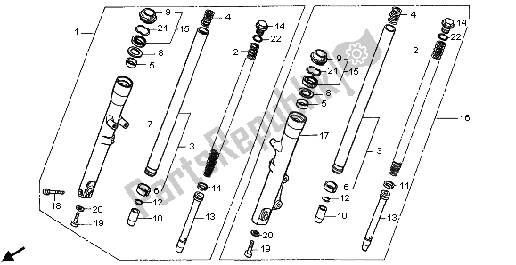 All parts for the Front Fork of the Honda CMX 250C 1996