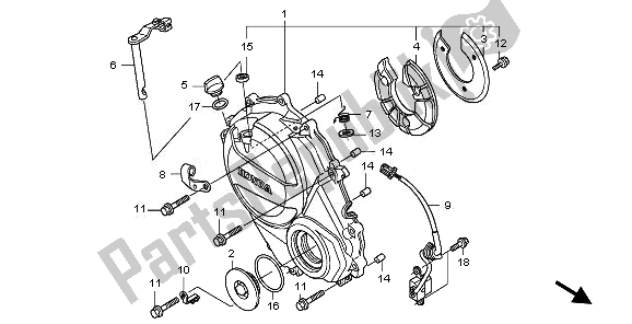 All parts for the Right Crankcase Cover of the Honda CBF 600 NA 2010