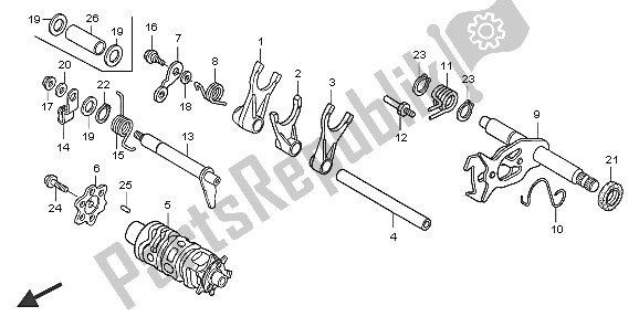 All parts for the Shift Drum & Shift Fork of the Honda TRX 400 EX Sportrax 2005
