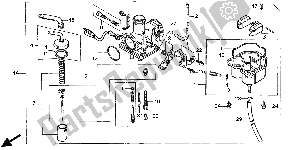 Tutte le parti per il Carburatore del Honda CA 125 1998