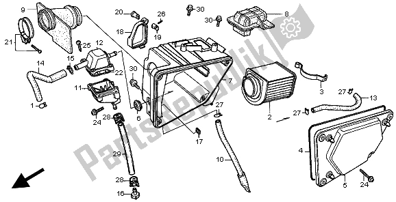 All parts for the Air Cleaner of the Honda CMX 250C 1998