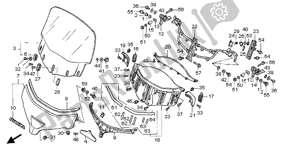 All parts for the Windscreen of the Honda GL 1800A 2002