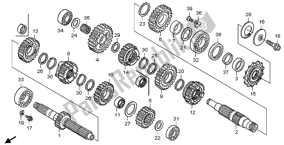 All parts for the Transmission of the Honda CRF 450X 2006