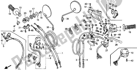 Todas las partes para Manejar Palanca E Interruptor Y Cable de Honda XR 600R 1990