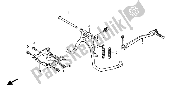 All parts for the Stand & Kick Pedal of the Honda NPS 50 2012