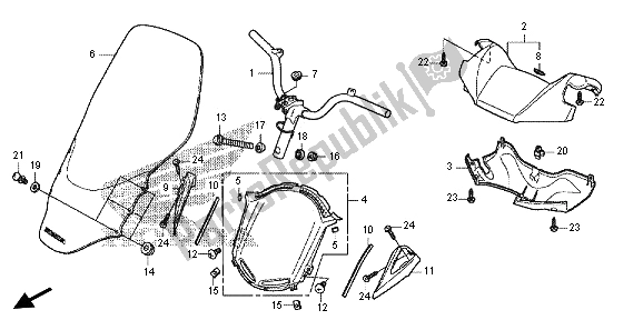 All parts for the Handle Pipe & Handle Cover of the Honda FES 125 2012