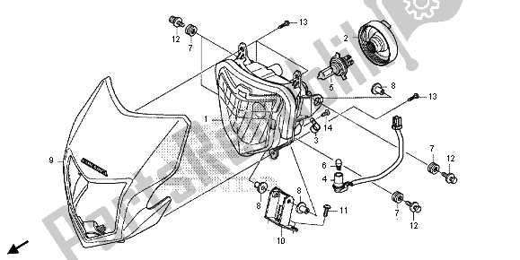 All parts for the Headlight of the Honda CRF 250L 2013