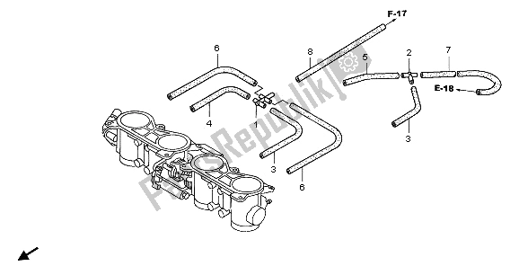 All parts for the Throttle Body (tubing) of the Honda CBR 600F 2006