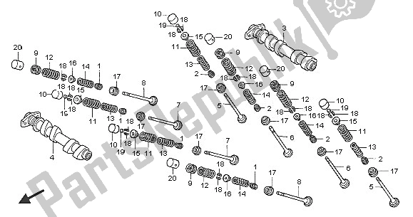 Toutes les pièces pour le Arbre à Cames Et Soupape (avant) du Honda VFR 800 2005