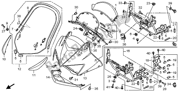 Alle onderdelen voor de Bovenste Kap van de Honda XL 1000 VA 2009