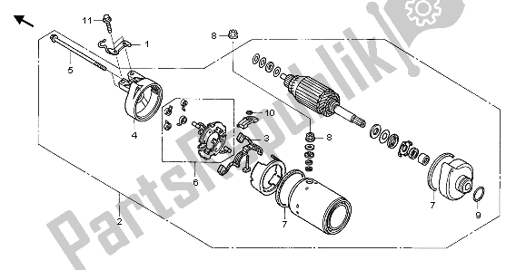 All parts for the Starting Motor of the Honda TRX 650 FA Fourtrax Rincon 2004