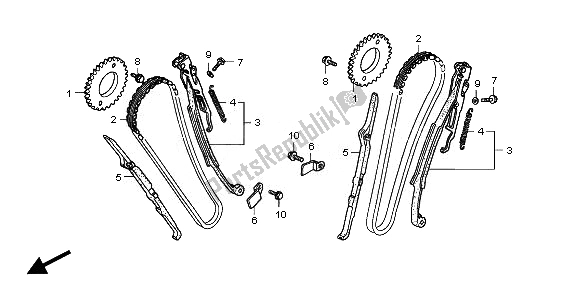 All parts for the Cam Chain of the Honda VT 750C2S 2010