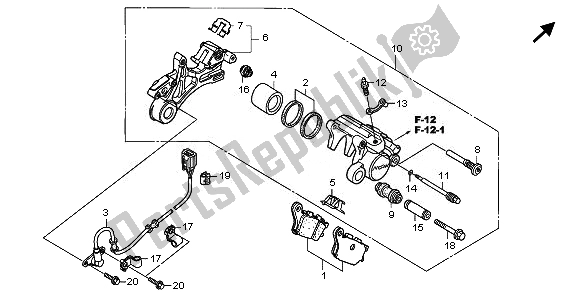 All parts for the Rear Brake Caliper & Speed Sensor of the Honda XL 700V Transalp 2008