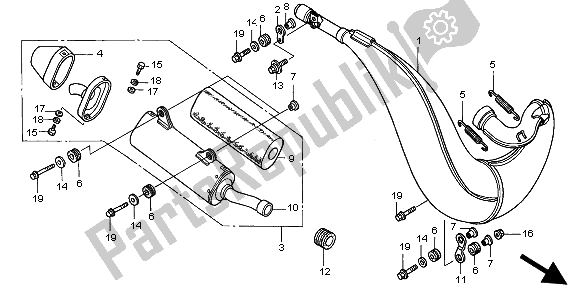 All parts for the Expansion Chamber of the Honda CR 250R 2002