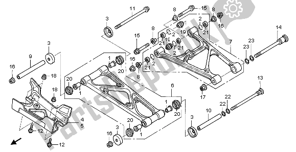 Toutes les pièces pour le Bras Arrière du Honda TRX 650 FA Fourtrax Rincon 2004