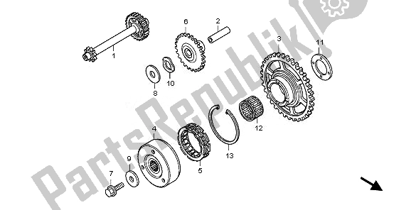 All parts for the Starting Clutch of the Honda CBR 1000 RR 2010