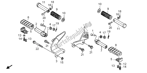 All parts for the Step of the Honda VT 750C 2006