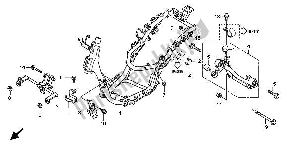 Alle onderdelen voor de Frame Lichaam van de Honda SH 150 2010