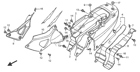 Alle onderdelen voor de Stoelbekleding En Zijbekleding van de Honda XL 1000 VA 2005