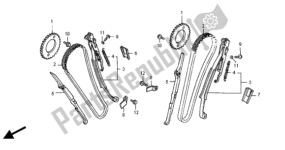 Alle onderdelen voor de Nokkenketting & Spanner van de Honda XL 650V Transalp 2000