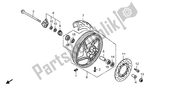 All parts for the Front Wheel of the Honda SH 125 2011