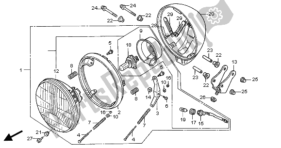 Tutte le parti per il Faro (eu) del Honda VT 125C2 2001