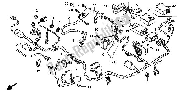 All parts for the Wire Harness of the Honda VTR 1000F 2002