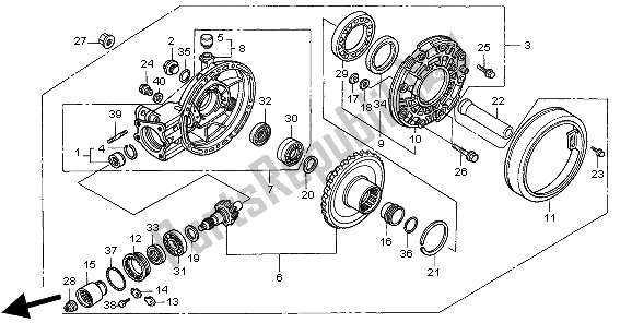 All parts for the Final Drive Gear of the Honda GL 1500 SE 1998