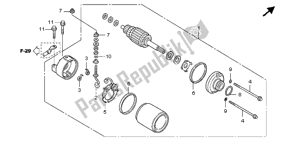 All parts for the Starting Motor of the Honda CBF 1000T 2009