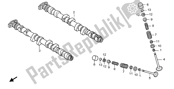 Tutte le parti per il Albero A Camme E Valvola del Honda CBR 1100 XX 2008