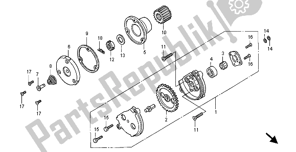 All parts for the Oil Pump of the Honda XLR 125R 1998