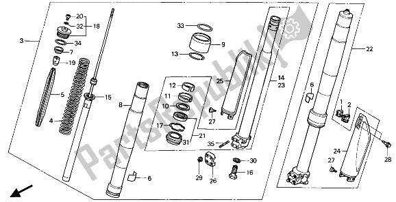 Todas las partes para Tenedor Frontal de Honda CR 500R 1991